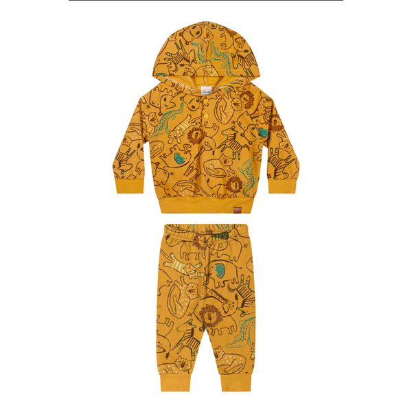Conjunto Bebê Menino Moletom Animais Elian Amarelo