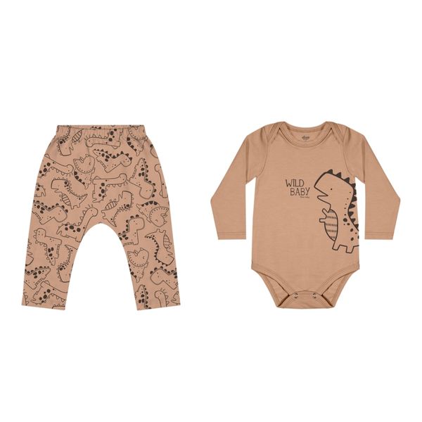 Conjunto Bebê Menino Estampado Elian Marrom