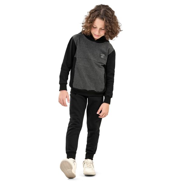 Conjunto Infantil Menino Blusão Texturizado Elian Preto
