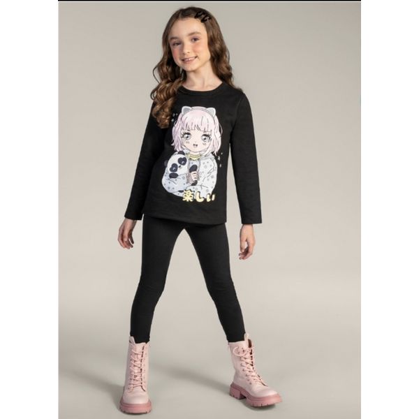 Conjunto Menina Infantil Longo de Blusão em Moletom e Legging Brandili