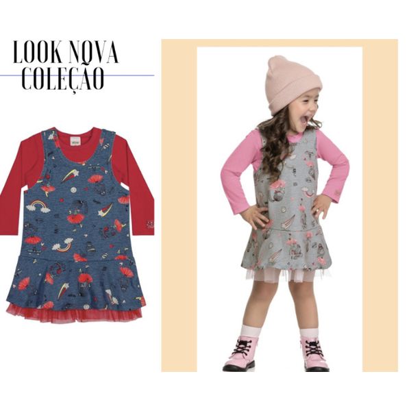 conjunto vestido infantil com blusa