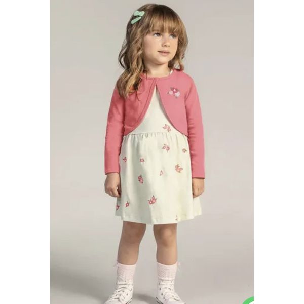 Conjunto Vestido e Bolero Infantil Brandili