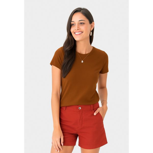 Blusa Básica Feminina Baby Look Em Algodão