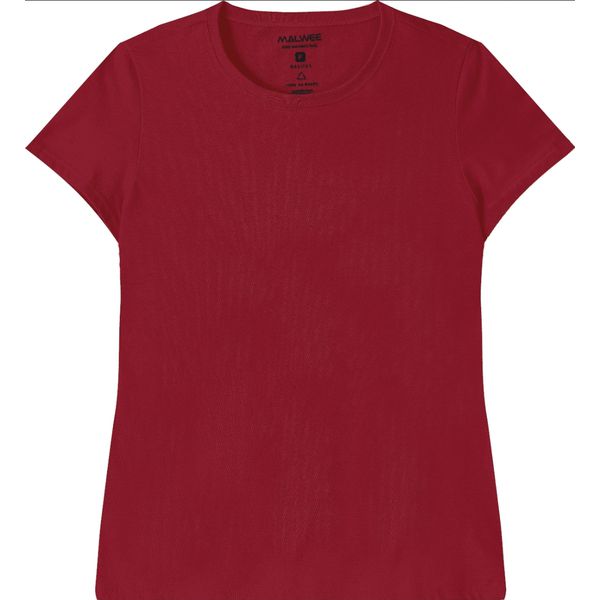 Blusa Básica Feminina Baby Look Em Algodão Bordo