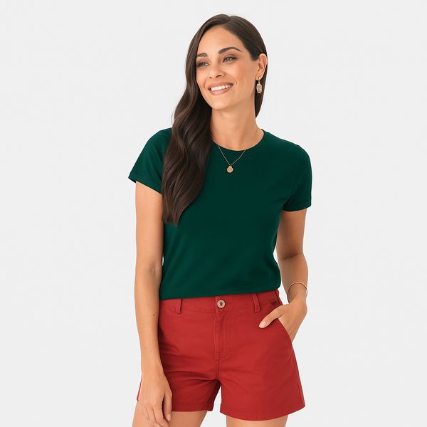 Blusa Básica Feminina Baby Look Em Algodão