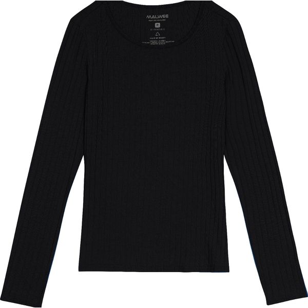 Blusa Básica Feminina Manga Longa Em Malha Canelada De Viscose