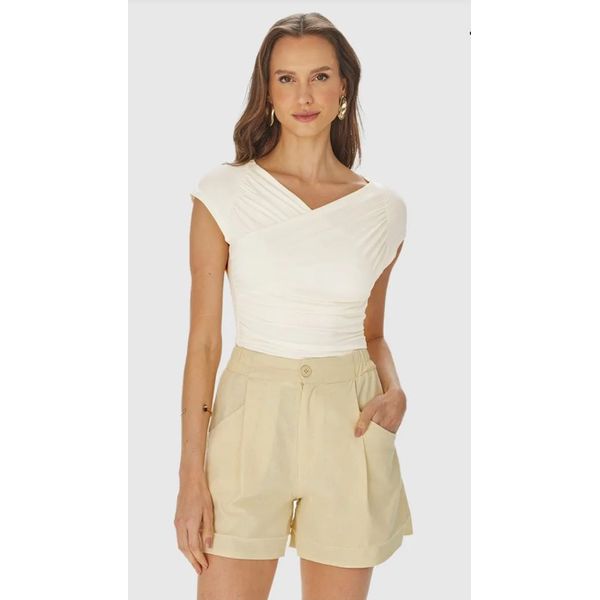 Blusa Feminina Decote Transpassado Em Viscose Stretch