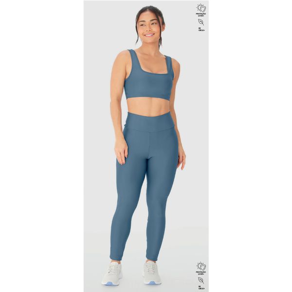 Top Esportivo Decote Quadrado Em Malha Com Proteção UV50+ - ENFIM AZUL