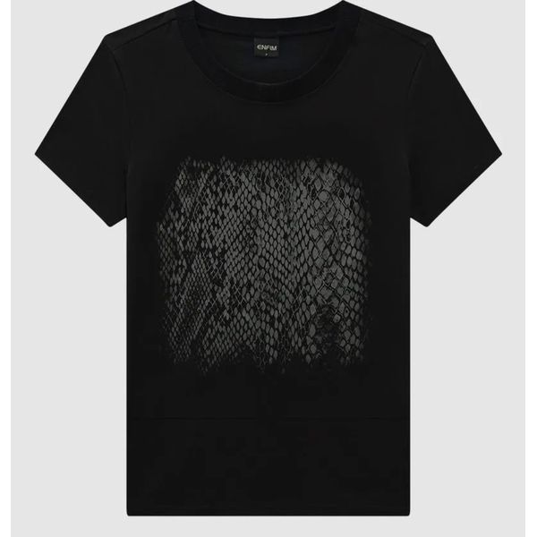 T-Shirt Feminina Slim Estampa Efeito Metalizado Em Algodão - ENFIM