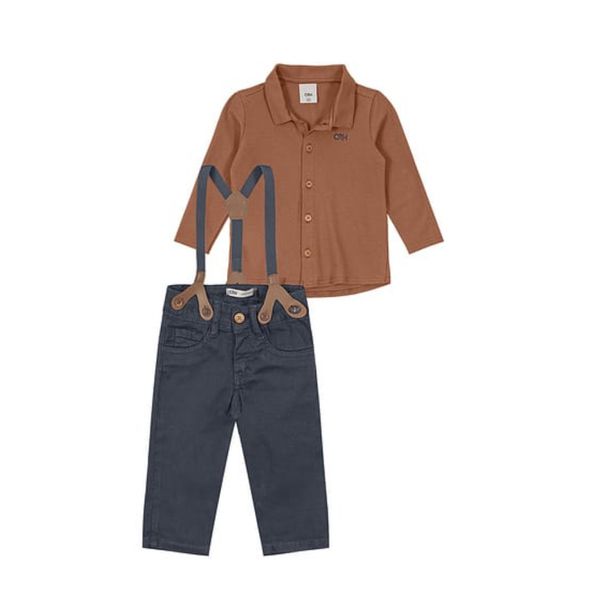 Conjunto Menino Calça Com Suspensório Em Sarja Carinhoso
