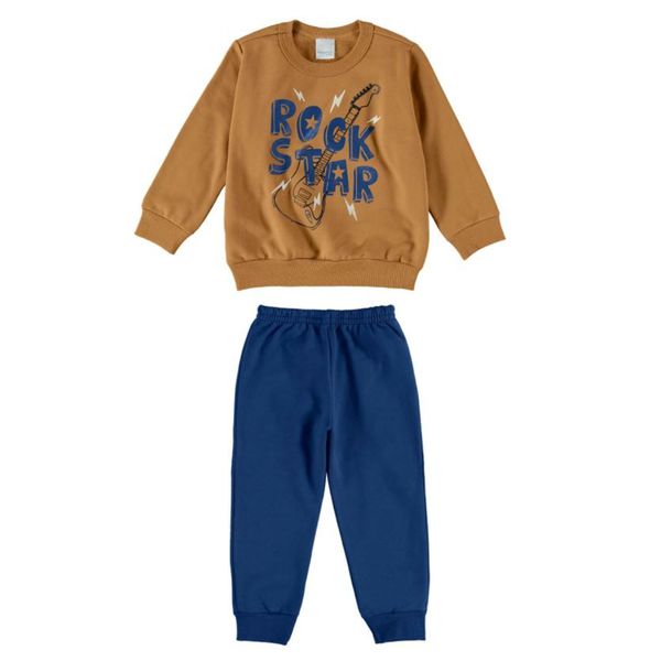Malwee Kids - Conjunto Caramelo Rock Star Flanelado