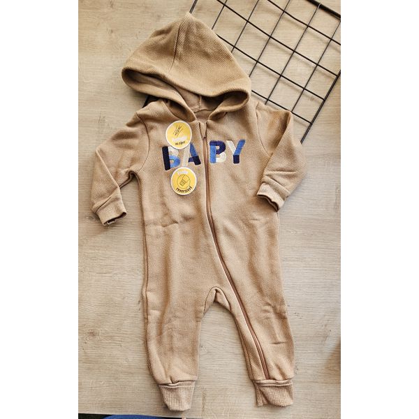 Macacão de Bebê Moletom Flanelado com Capuz Zíper e Pé Reversível Baby Verde Brandili