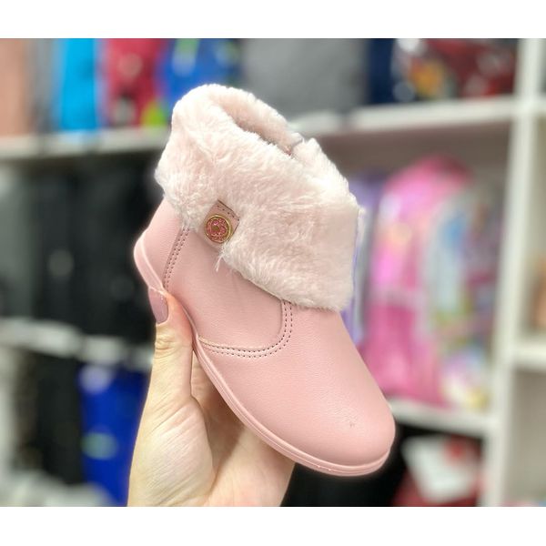 Bota Infantil Menina Molekinha Pelo- Rosa