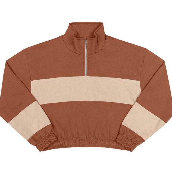 Blusa moletom com ziper Camel
