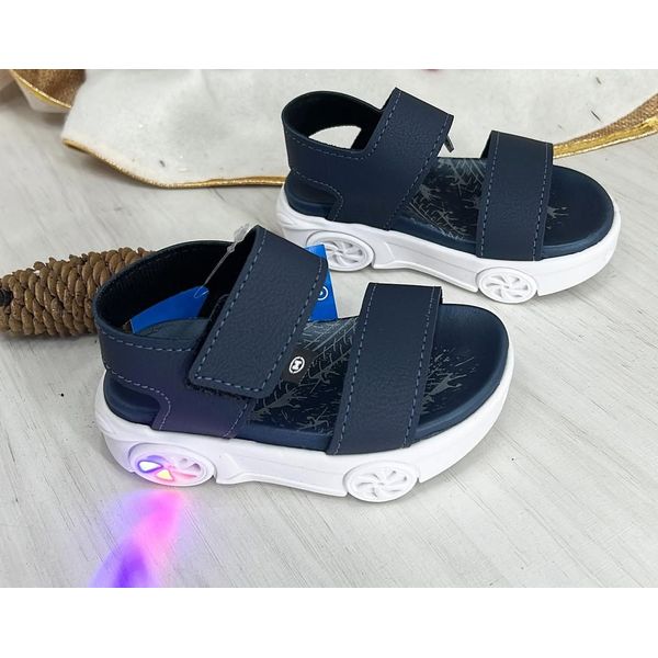 Sandalia Papete Infantil Molekinho Bebe Rodinhas Led - Azul