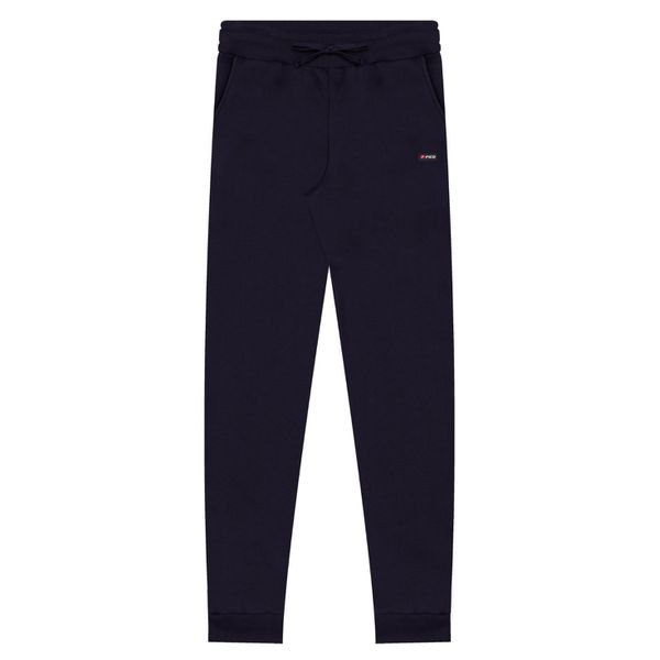 Calça Slim Com Bolsos E Cadarço Em Moletom Marinho