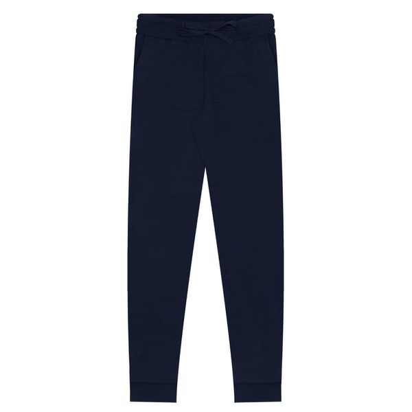 Calça Slim Em Moletom De Algodão Com Bolsos Marinho