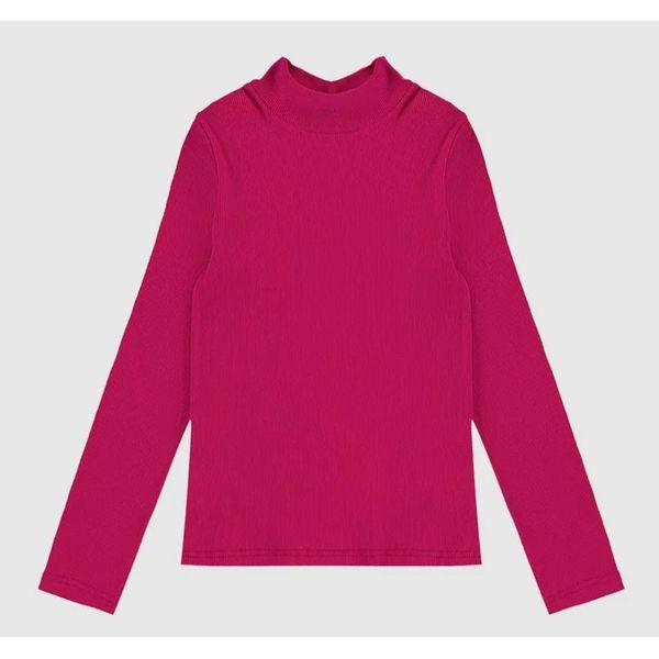 Blusa Infantil Menina Gola Alta Manga Longa Em Ribana Malwee Kids