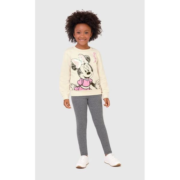 Conjunto Infantil Menina Blusão Minnie Mouse Disney Em Moletom Malwee Kids