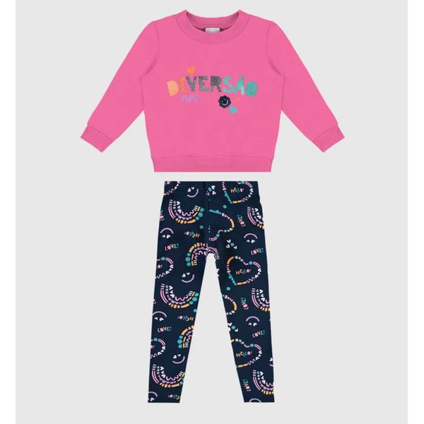 Conjunto Infantil Menina Legging Em Moletom Stretch Flanelado Malwee Kids