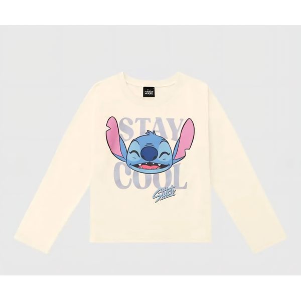 Blusa Infantil Menina Manga Longa Stay Cool Stitch Disney Malwee Kids