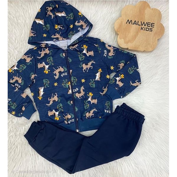 Conjunto Infantil Menino Jaqueta E Calça Em Moletom Flanelado Malwee Kids
