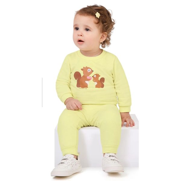 Conjunto Infantil Menina Blusão E Calça Em Moletom Flanelado Malwee Kids