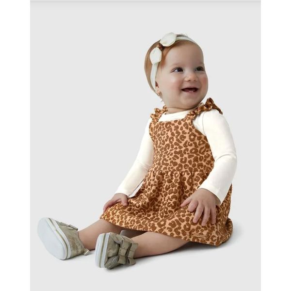 Conjunto Menina Body Manga Longa E Vestido Malha Jacquard Lurex - Carinhoso