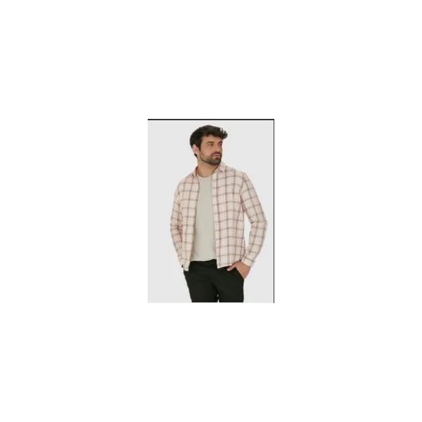 Camisa Masculina Xadrez Manga Longa Em Algodão Sarjado