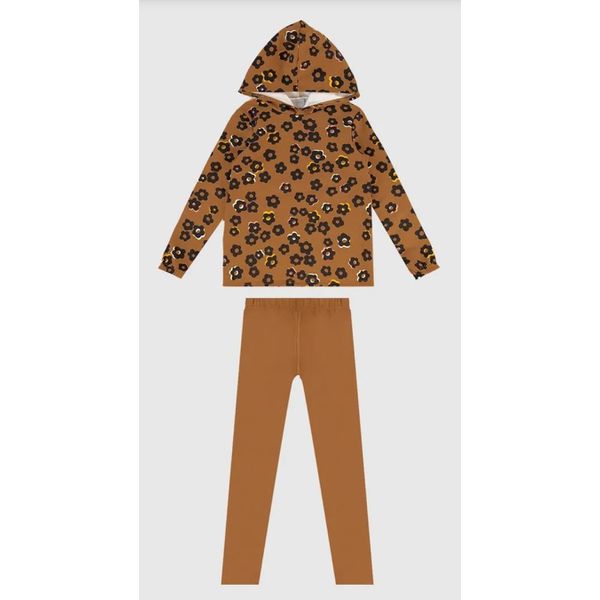 Conjunto Infantil Menina Blusão Com Capuz Em Moletom Flanelado Malwee Kids