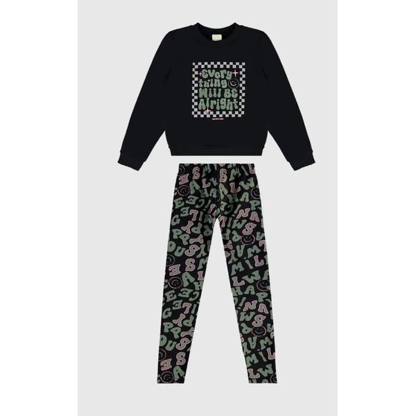 Conjunto Infantil Menina Estampa Lettering Em Moletom Flanelado Malwee Kids