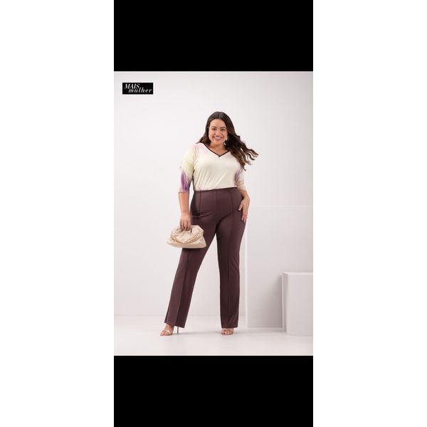 Lunender Mais Mulher - Calça Bailarina com Nervuras em Malha 