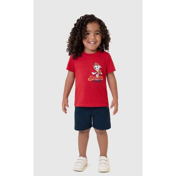 Conjunto Infantil Menino Camiseta Patrulha Canina Malha Botonê Malwee Kids