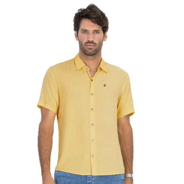 Camisa Masculina Em Viscose Slub Diametro Amarelo