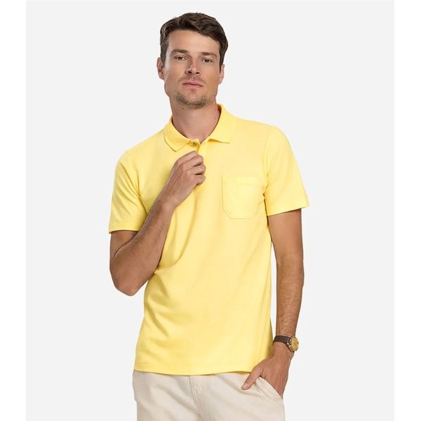Polo Masculina Pique Diametro Amarelo