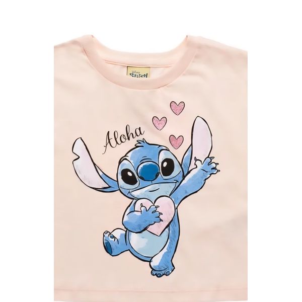 Blusa Infantil Stitch Rosa Fakini