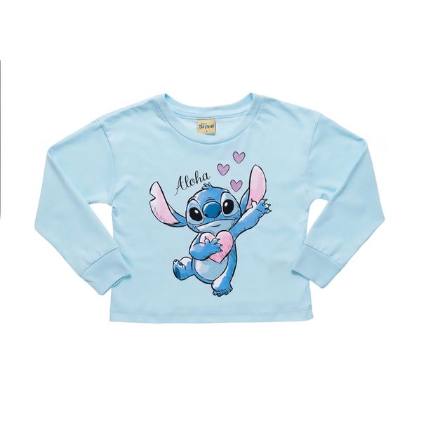 Blusa Infantil Stitch Azul Claro Fakini