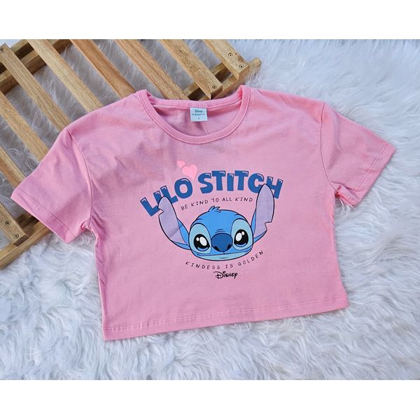Blusa Feminina Infantil Lilo & Stitch Rosa