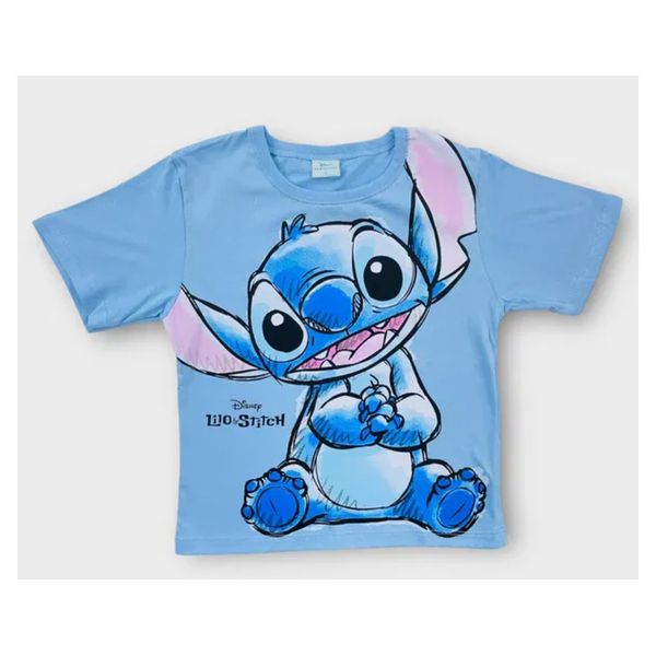 Blusa Feminina Infantil Lilo & Stitch Azul