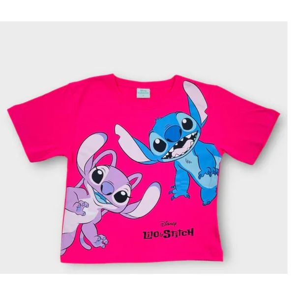 Blusa Feminina Infantil Lilo & Stitch Pink