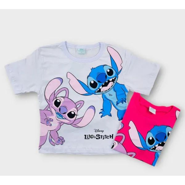 Blusa Feminina Infantil Lilo & Stitch Branca 