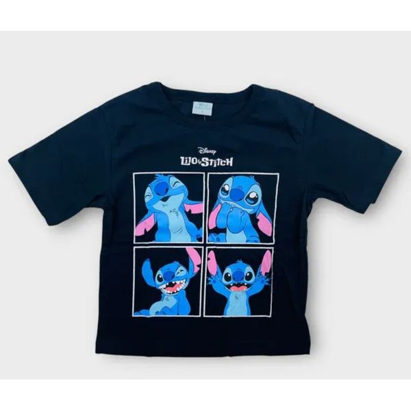 Blusa Feminina Infantil Lilo & Stitch Preta