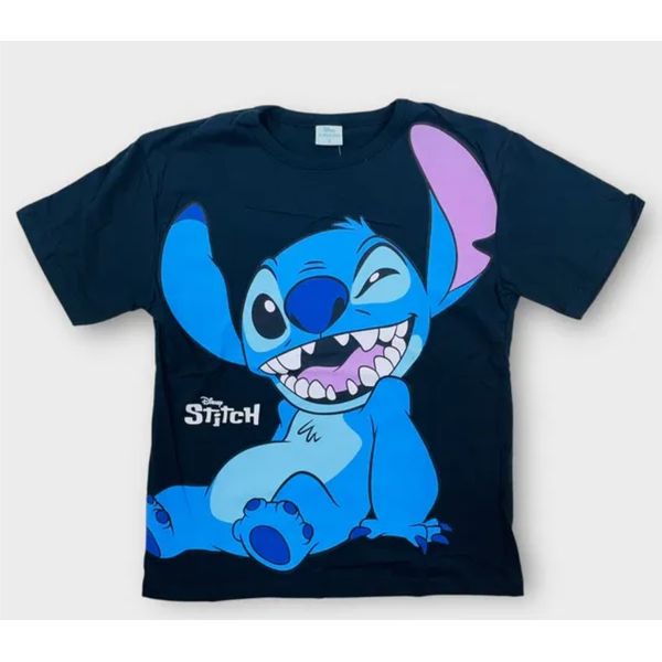 Camiseta Feminina Juvenil T-shirt Lilo & Stitch Preta