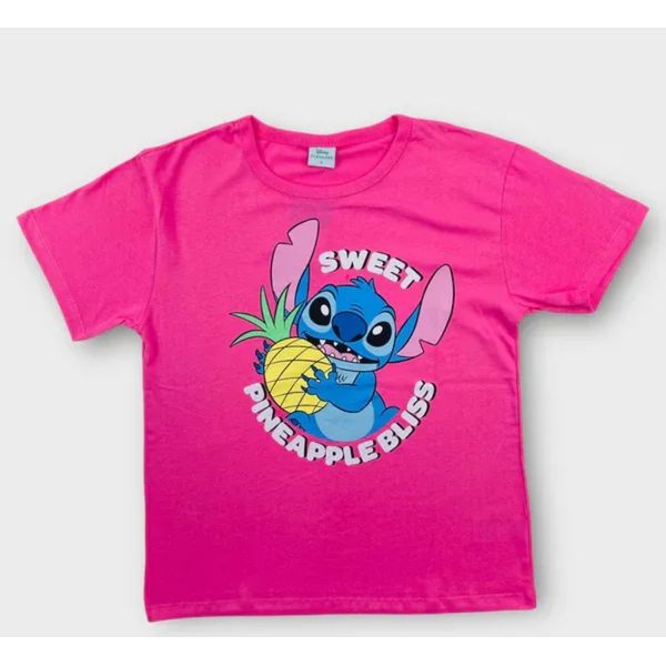 Camiseta Feminina Juvenil T-shirt Lilo & Stitch Rosa