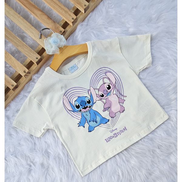 Blusa Feminina Infantil Lilo & Stitch Off-white