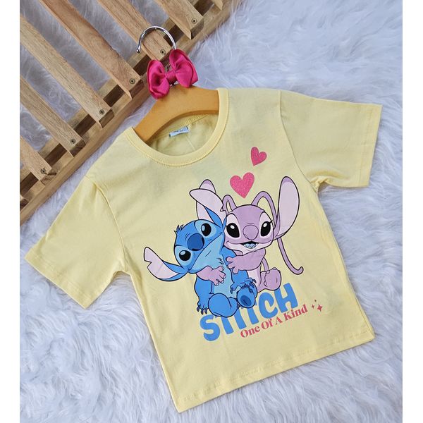 Blusa Feminina Infantil Lilo & Stitch Amarela 
