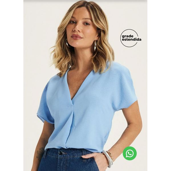 Blusa Feminina Texturizada Decote V Marialícia 