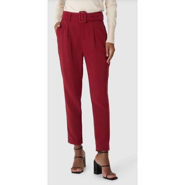 Calça Alfaiataria Feminina Com Cinto E Bolso Lateral