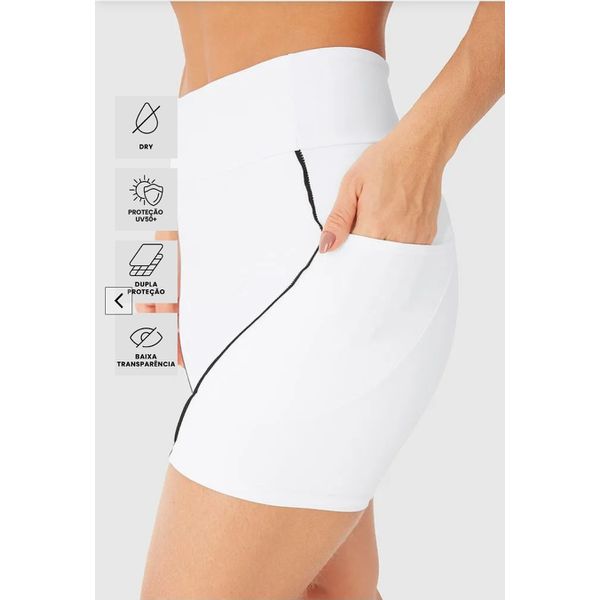 Shorts Justo Feminino Filete Contraste Em Malha Dry E Proteção UV50+ - ENFIM