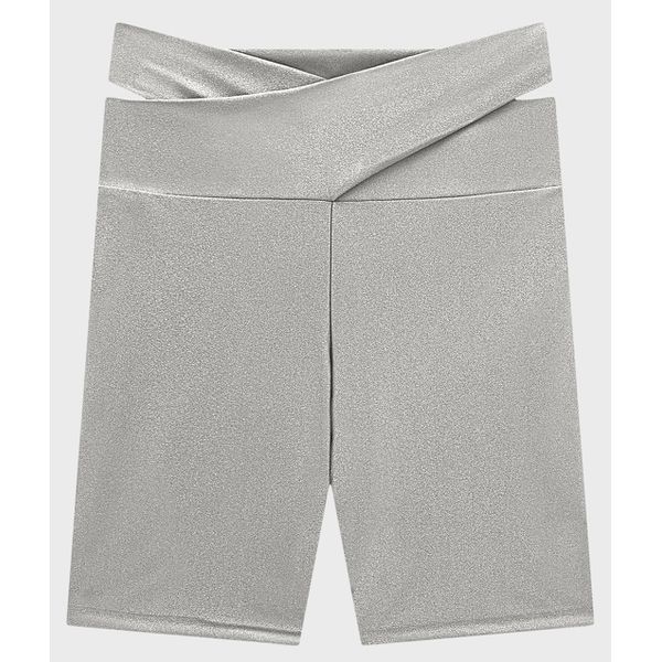 Bermuda Justa Feminina Cintura Alta Em Malha Brilho Proteção UV50+ - ENFIM